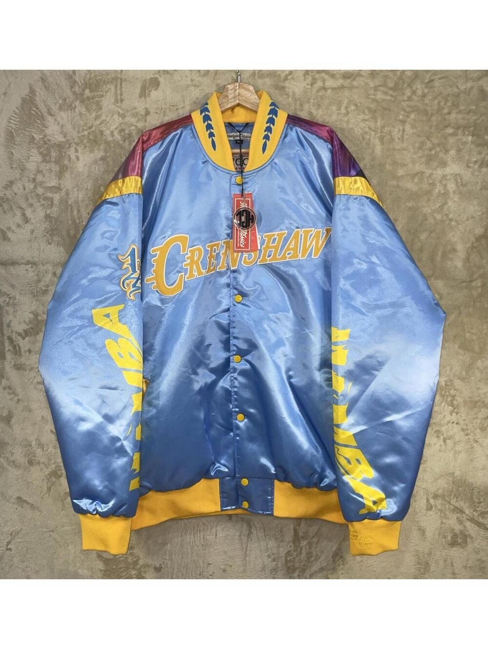 NWT Headgear Classics Crenshaw Mamba Mentality Blue Satin Bomber Jacket 5XL SLD